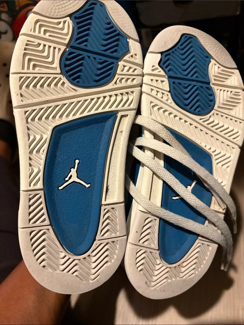 Kids White and Blue Athletic Sneakers